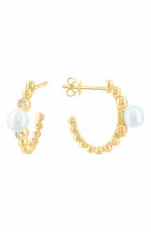Freshwater Pearl & Diamond Earrings