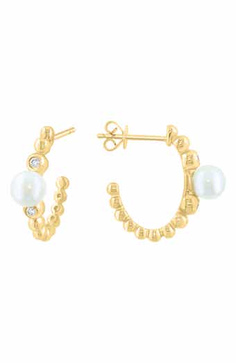 Freshwater Pearl & Diamond Earrings