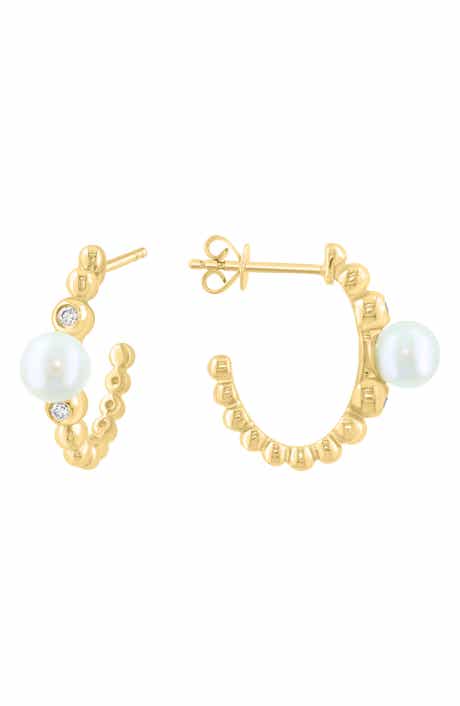 EFFY Freshwater Pearl & Diamond Earrings
