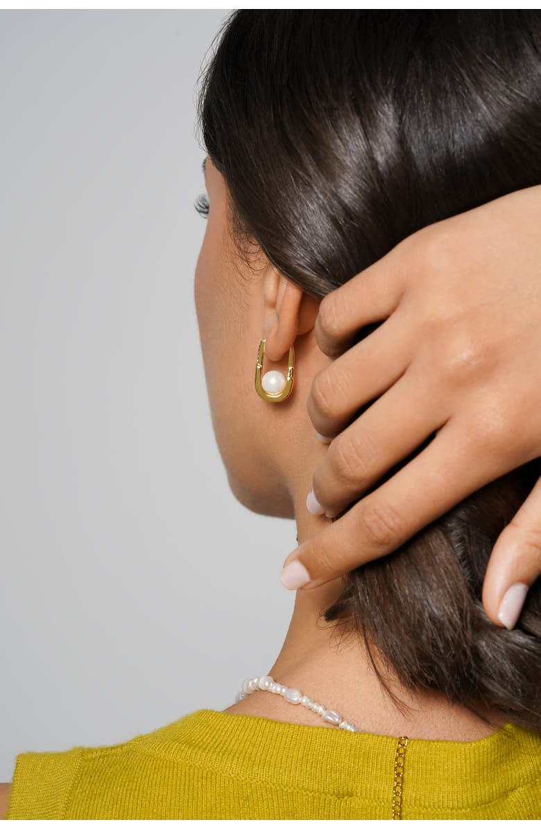 Zynnia Collective Bold Pearl Hoops, Alternate, color, Gold