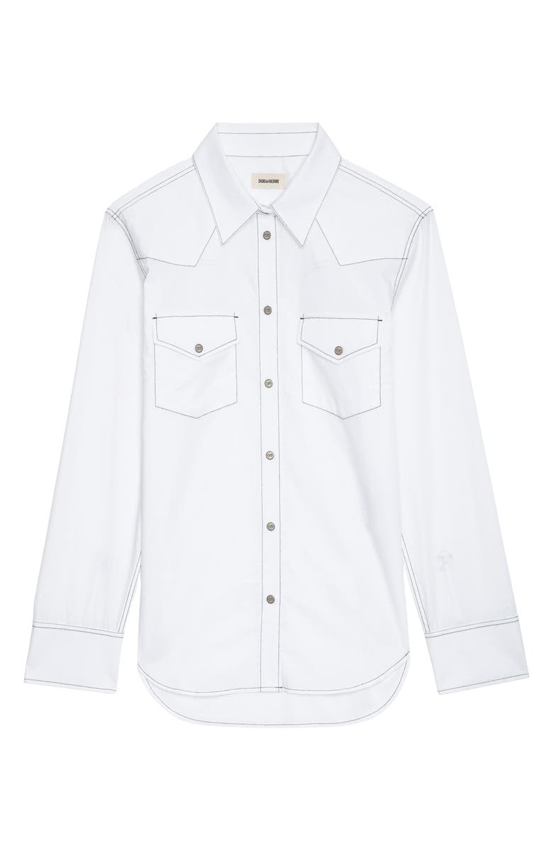 Zadig & Voltaire Thelma Pop Cotton Button-Up Western Shirt, Alternate, color, 