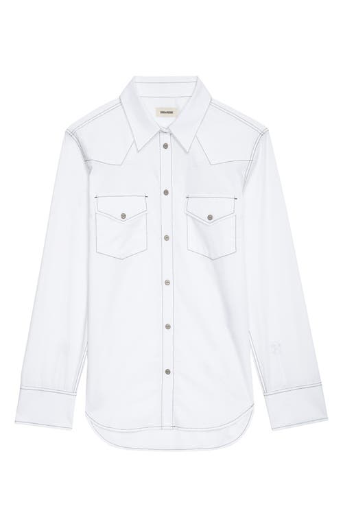 ZADIG & VOLTAIRE ZADIG & VOLTAIRE THELMA POP COTTON BUTTON-UP WESTERN SHIRT