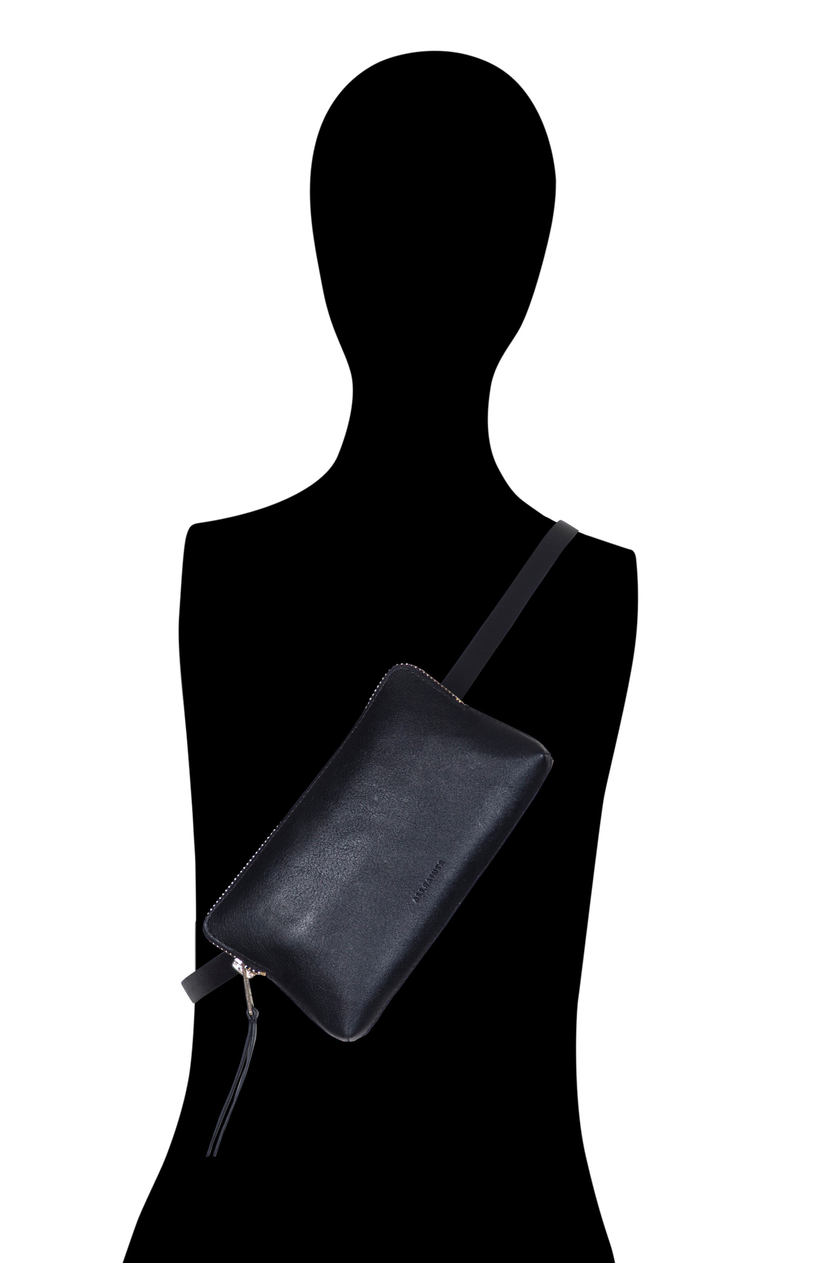 AllSaints Convertible Leather Belt Bag, Alternate, color, 