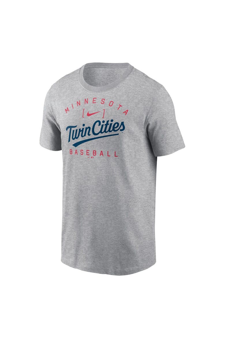 Men's Nike Heather Gray Minnesota Twins Home Team Athletic Arch T-Shirt, Alternate, color, Heather Gray
