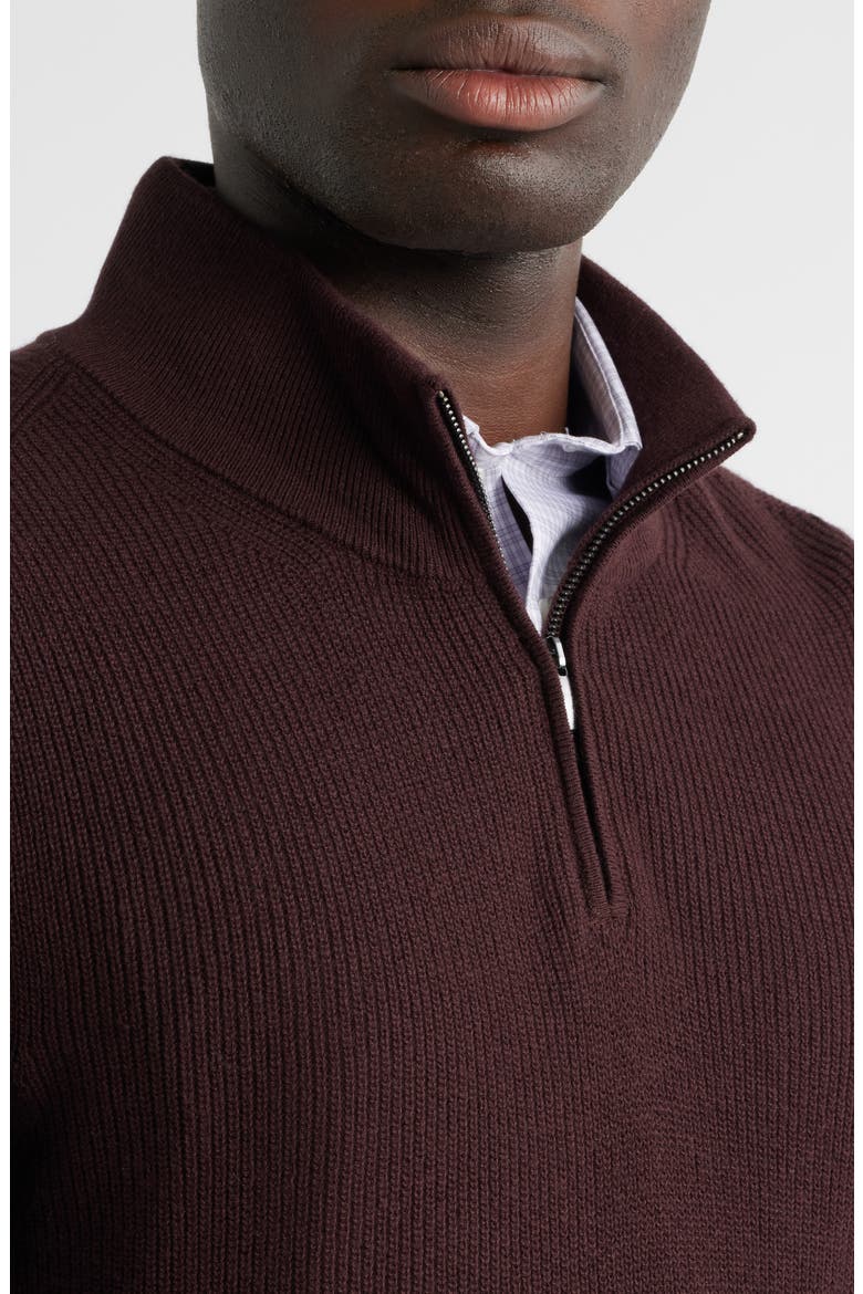 Cotton & Cashmere Quarter Zip Sweater, Alternate, color, BURGUNDY FUDGE