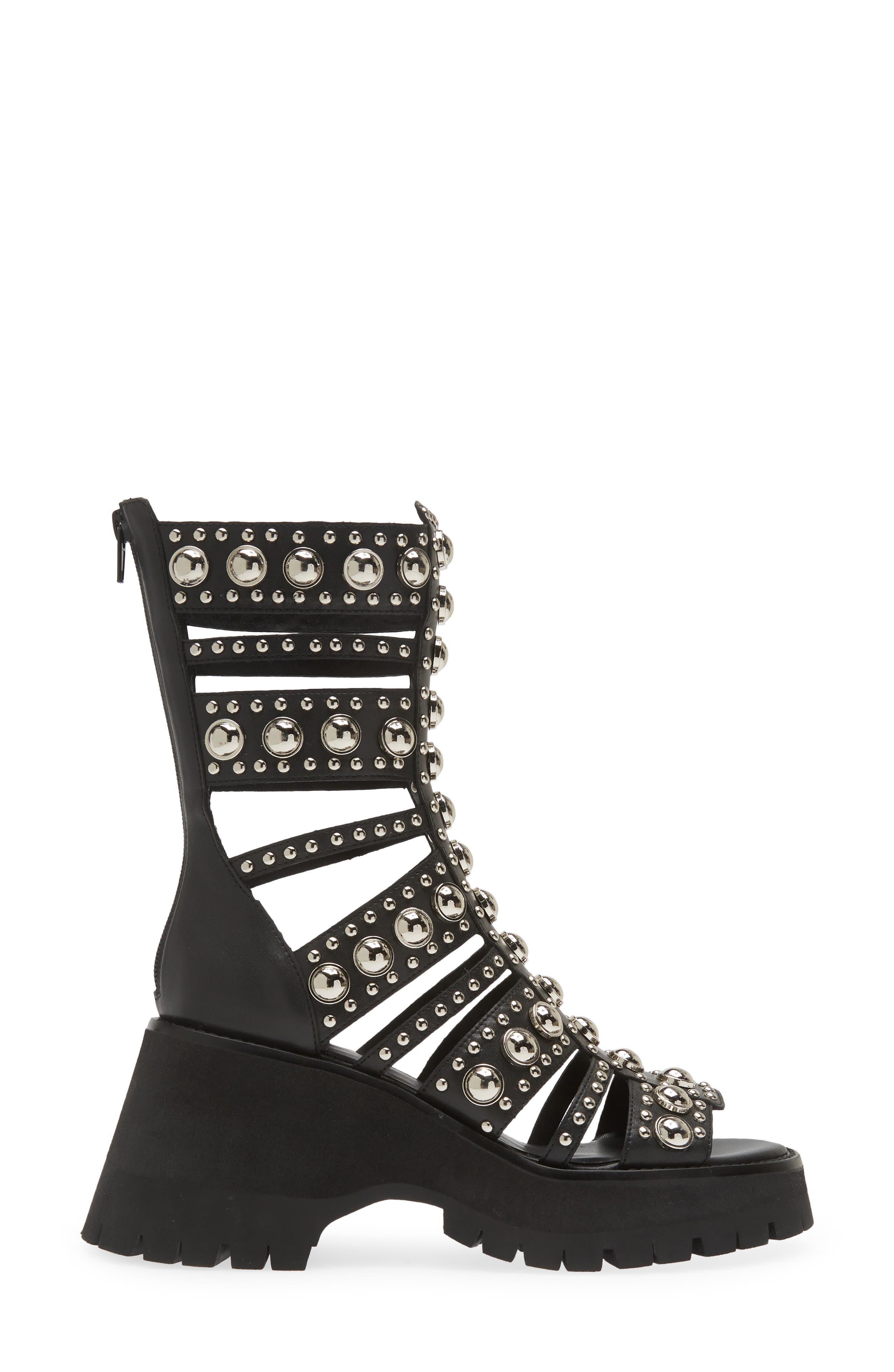 Expression Platform Gladiator Sandal, Alternate, color, BLACK SILVER