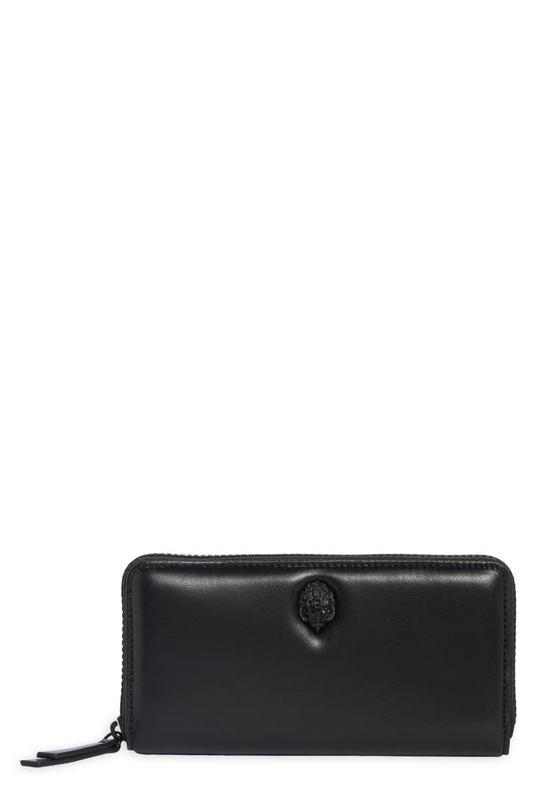 Kew Zip Around Leather Continental Wallet, Main, color, BLACK