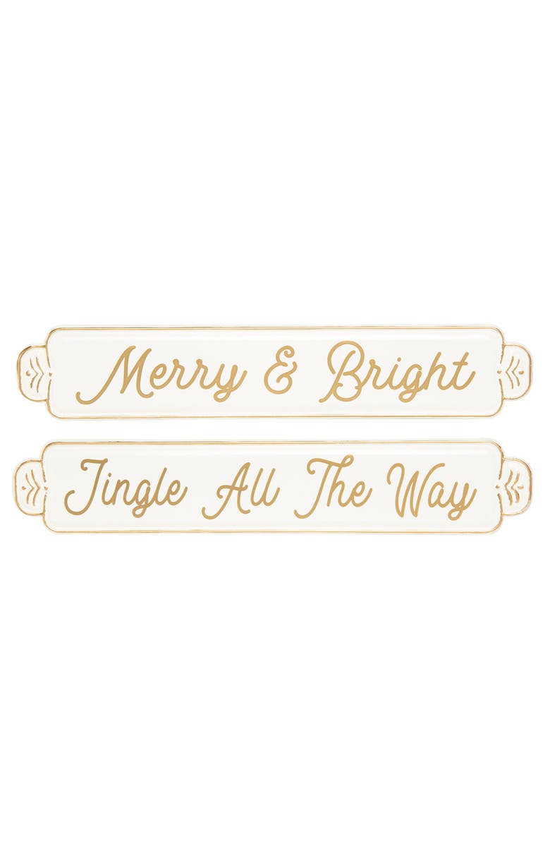 Transpac Metal Ornate Christmas Greeting Wall Decor Set of 2, Main, color, 