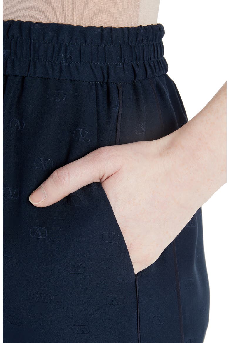 Logo Jacquard Silk Satin Wide Leg Pants, Alternate, color, 598-NAVY