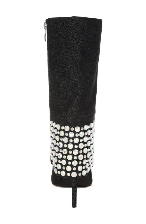 London Rag Basso Rhinestone Foldover Boot In Black