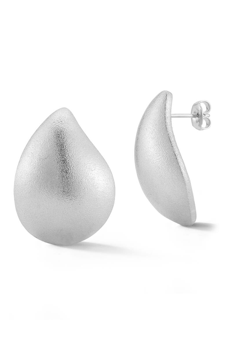 Satin Wave Stud Earrings, Main, color, SILVER