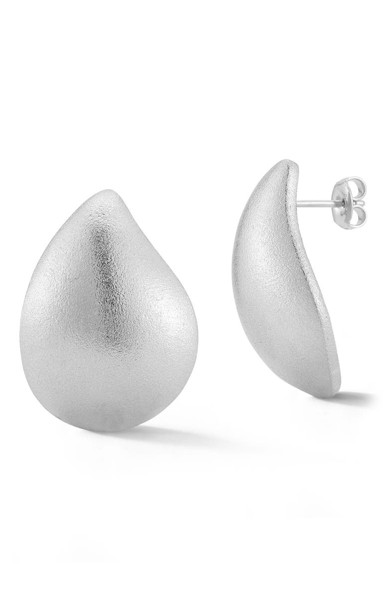 SPHERA MILANO Satin Wave Stud Earrings, Main, color, Silver