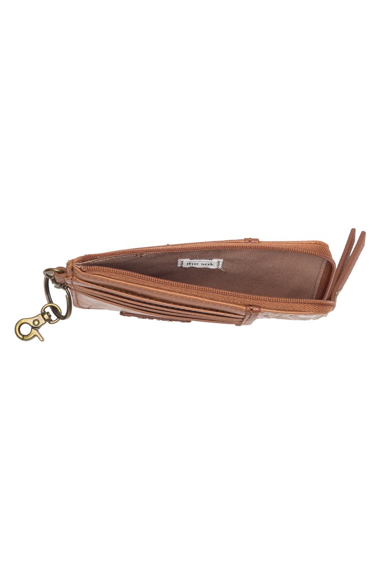 Leather Card Wallet, Alternate, color, TOBACCO FLORAL EMBOSSED