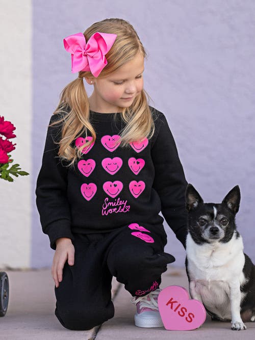 Mia Belle Girls Girls Smileyworld Love Struck Sweatshirt & Jogger Set In Black