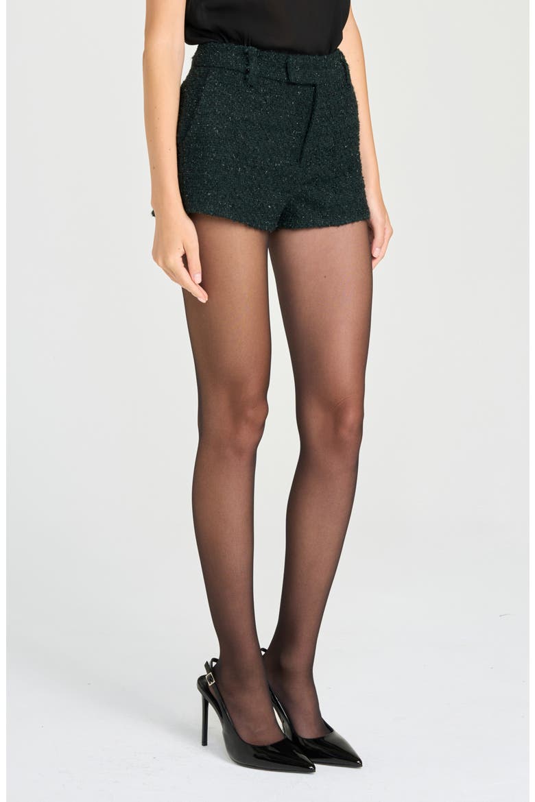 x Rose Lola Bleecker Tweed Shorts, Alternate, color, EMERALD