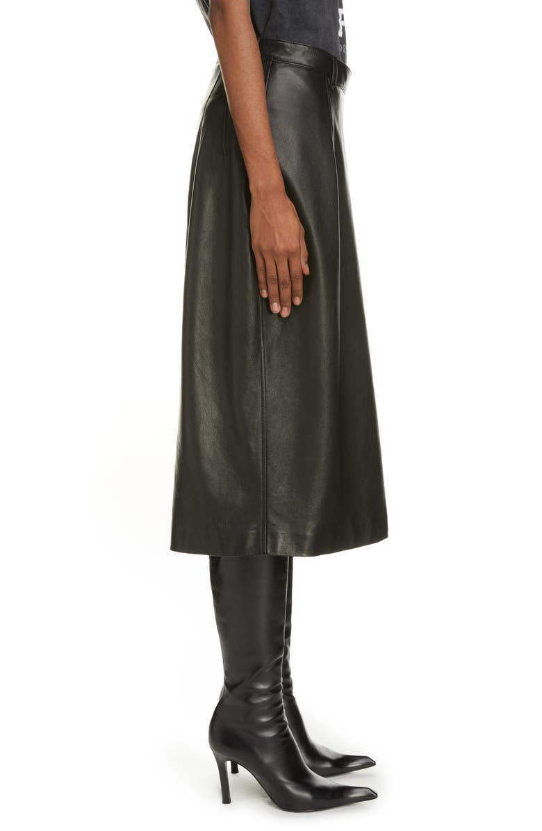 Balenciaga Leather A-Line Midi Skirt, Alternate, color, 