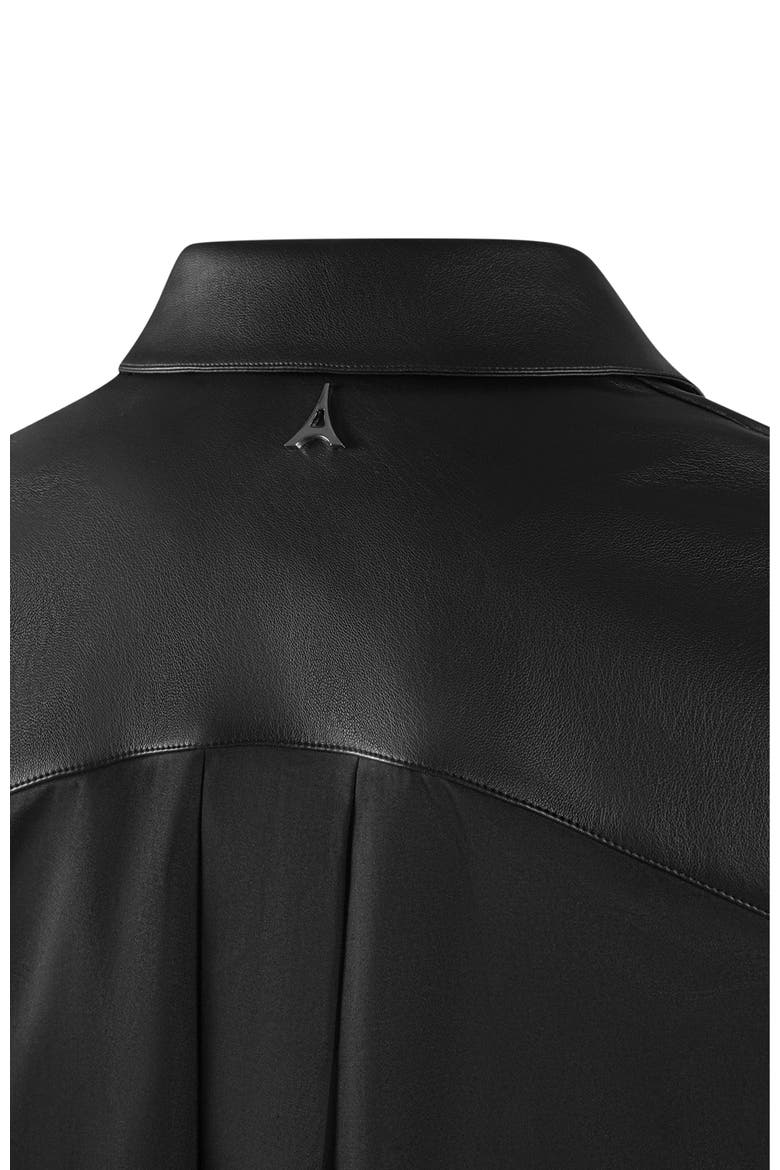 Bernadette Leather Contrast Cropped Shirt, Alternate, color, Black