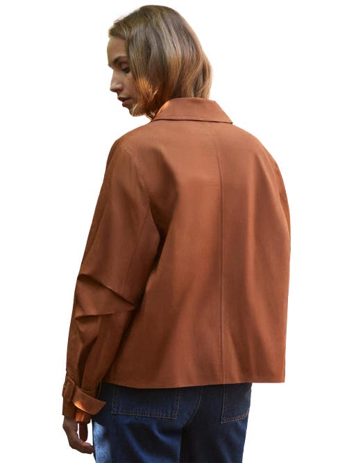 Ro&zo Long Sleeve Short Trench Jacket In Brown