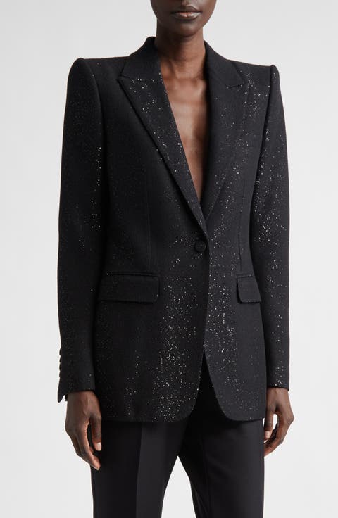 Sequin Wool Blend Blazer