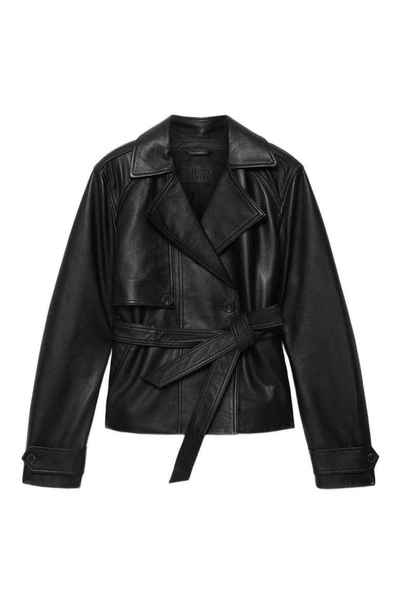 Okena Cropped Leather Jacket, Alternate, color, BLACK
