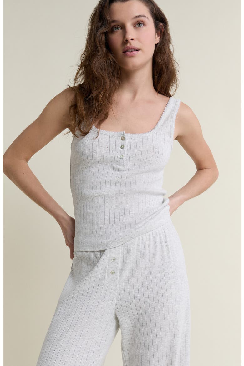 Katell Pointelle Cotton Pajama Tank, Alternate, color, GREY