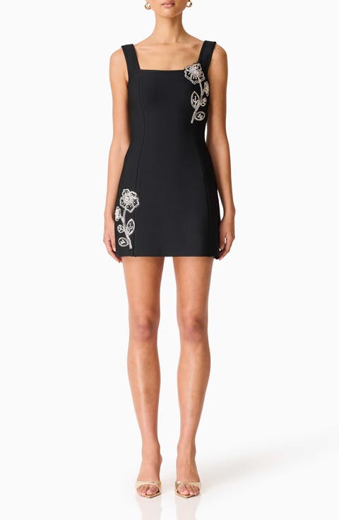 Soleil Beaded Placed Floral Cocktail Minidress