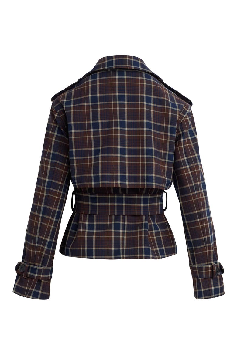 The Cropped Charles Plaid Trench Coat, Alternate, color, TOFFEE PLAID