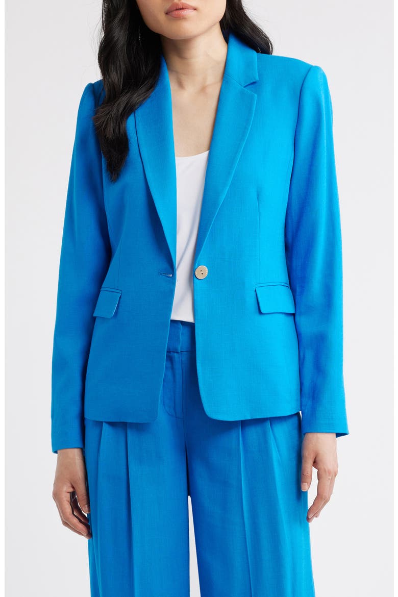 One-Button Blazer, Main, color, BLUE JEWEL