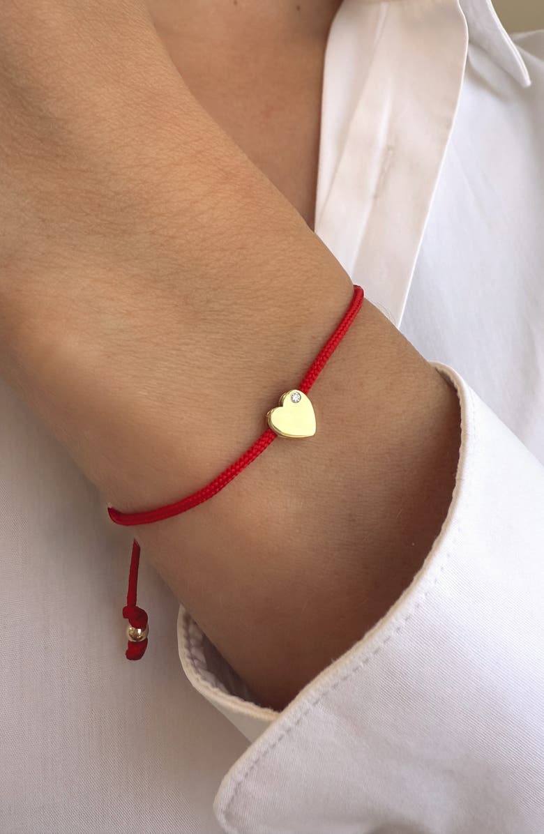 Zoe Lev Heart Fortune Bracelet, Alternate, color, Red