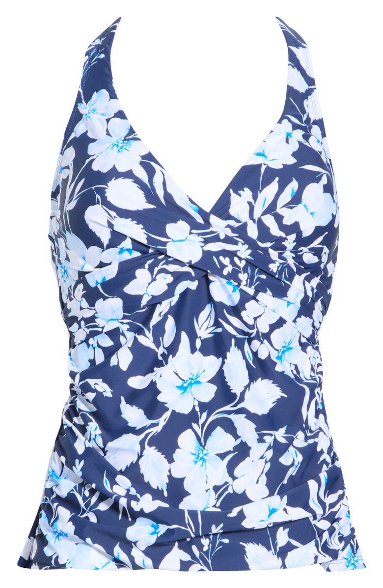 JANTZEN Louise Wrap Tankini Bikini Top, Alternate, color, Pantheon Blue