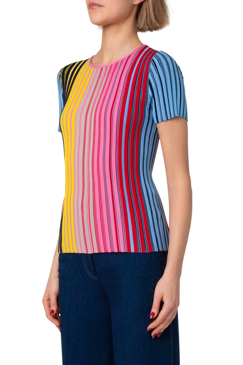 Rainbow Merino Wool Rib Top, Alternate, color, MULTICOLOR