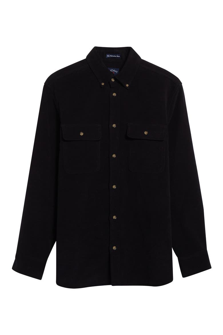 Cotton Moleskin Button-Down Shirt, Alternate, color, BLACK
