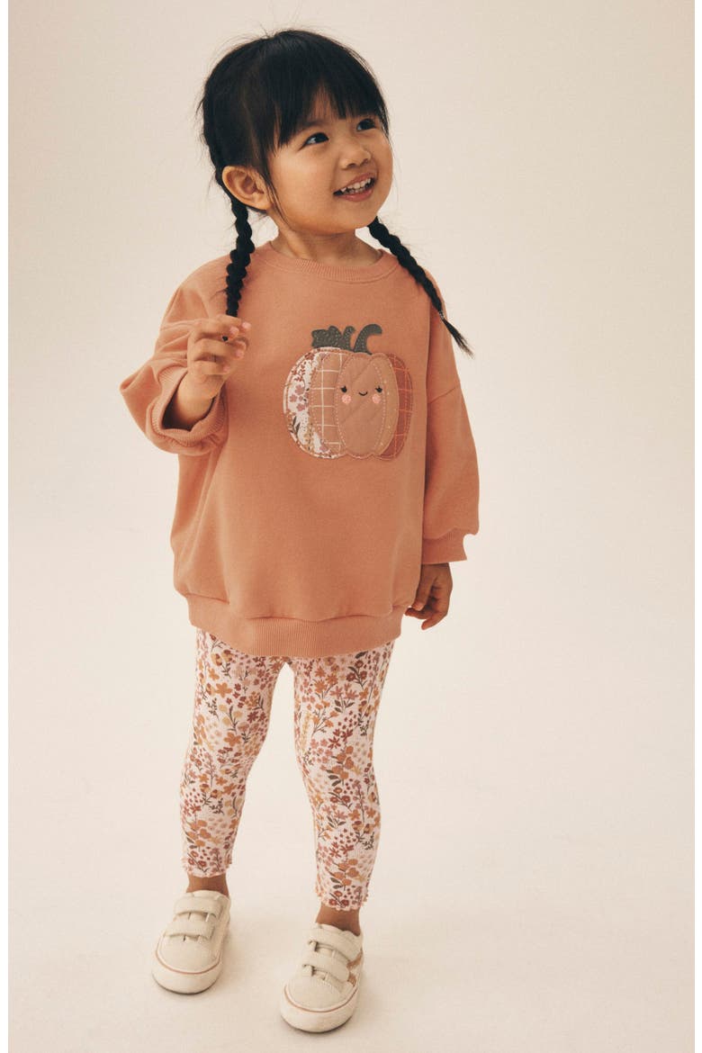 Kids' Halloween Pumpkin Sweatshirt & Leggings Set, Alternate, color, ORANGE