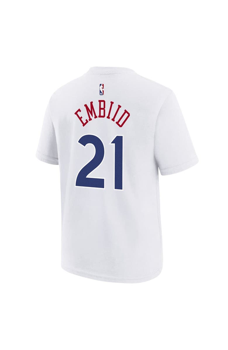 Nike Youth Nike Joel Embiid White Philadelphia 76ers 2024/25 City Edition Name & Number T-Shirt, Alternate, color, 