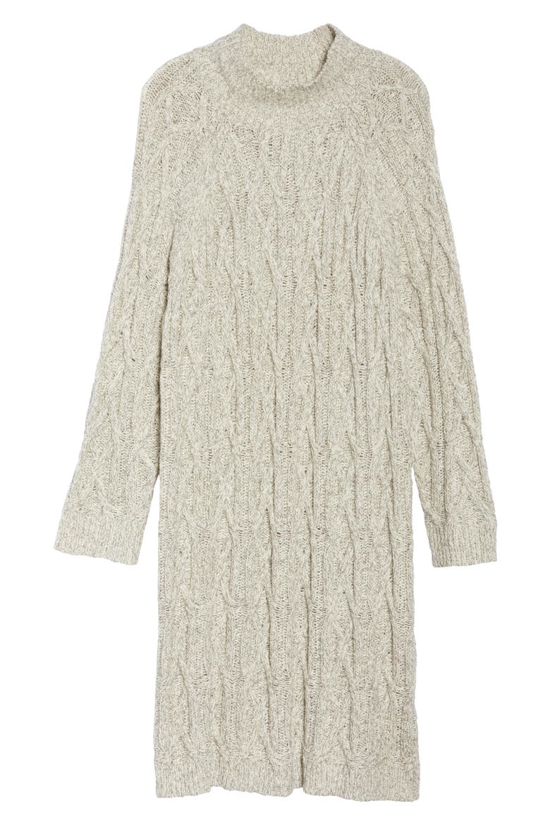 Cable Knit Sweater Dress, Alternate, color, GREY PEARL MARL