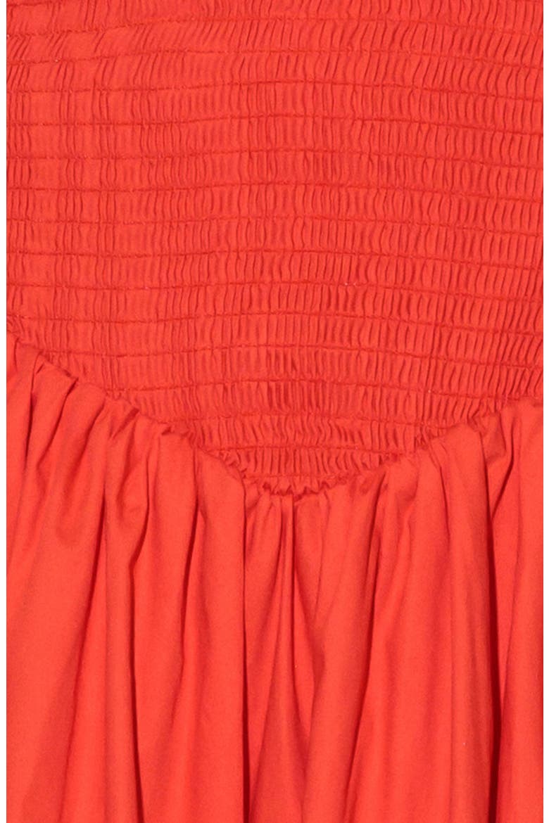 Smocked Cotton Midi Dress, Alternate, color, RED
