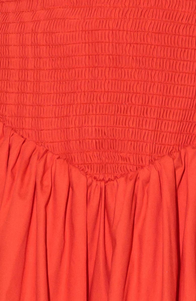 FREEMARKET Smocked Cotton Midi Dress, Alternate, color, Red