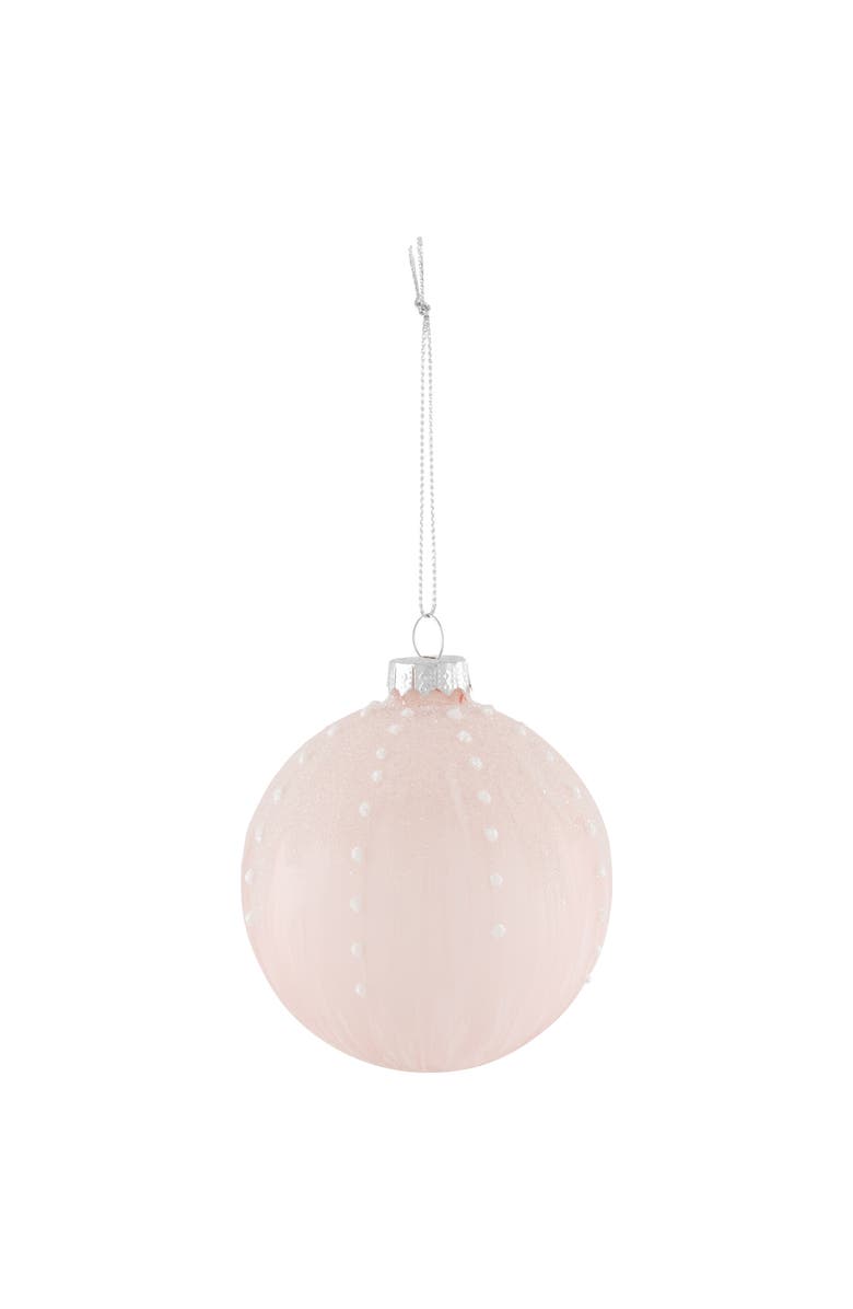 Northlight Snowflakes Glass Ball Christmas Ornaments - 3" (80mm) - Pink and White  - 4ct, Alternate, color, Pink