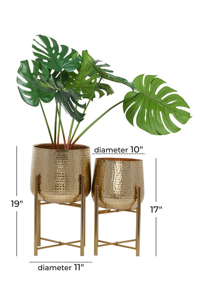 Goldtone Metal Modern Planter with Removable Stand - Set of 2, Alternate, color, GOLD