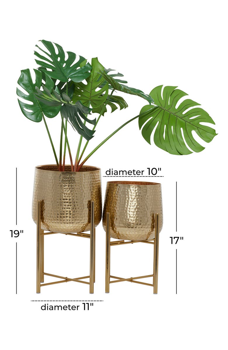 COSMO BY COSMOPOLITAN Goldtone Metal Modern Planter with Removable Stand - Set of 2, Alternate, color, 