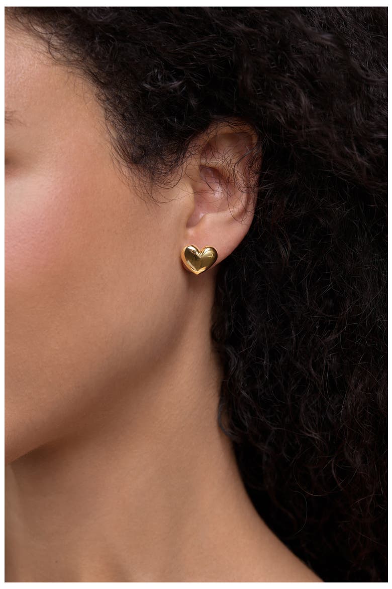 14K Gold Heart Stud Earrings, Alternate, color, 14K YELLOW GOLD