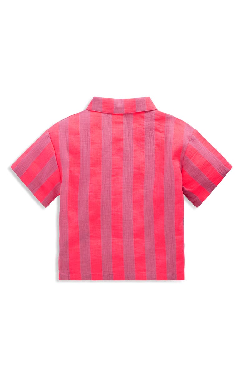 Mini Boden Kids' Stripe Cotton Button-Up Shirt, Alternate, color, Formica Pink Stripe