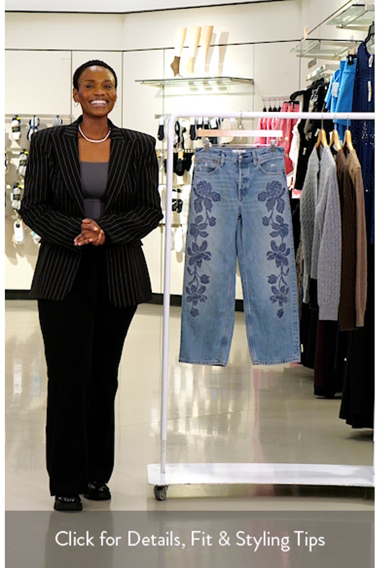 Embroidered Low Slung Baggy Crop Jeans video