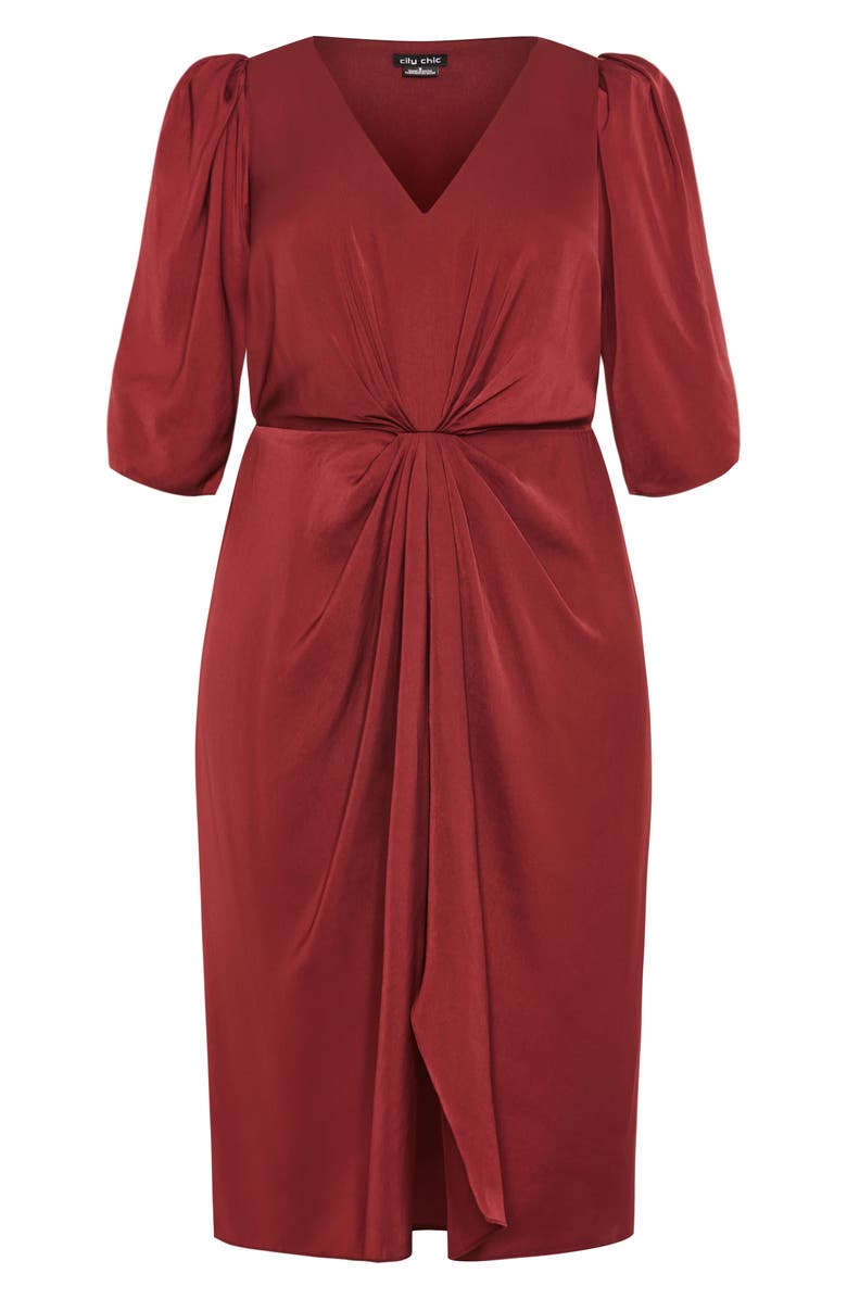 City Chic Aubree Gathered Front Midi Dress, Alternate, color, 