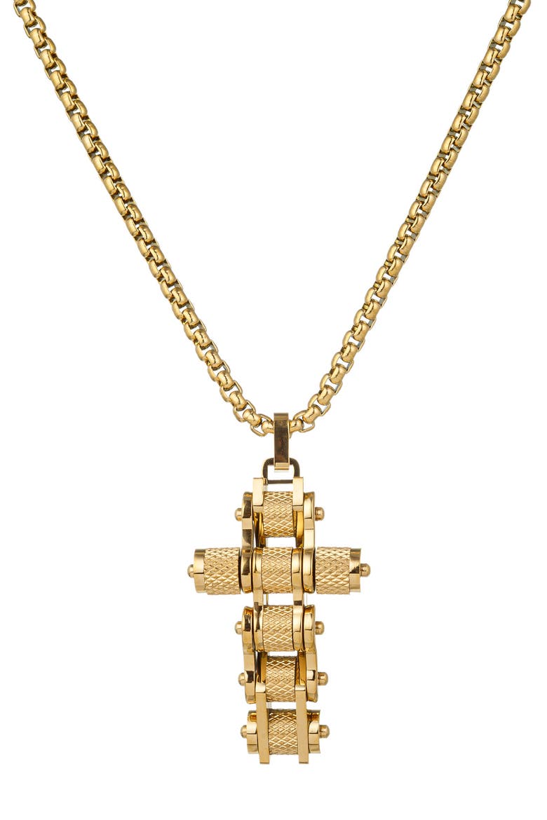 Men's Edwin Cross Pendant Necklace, Main, color, GOLD