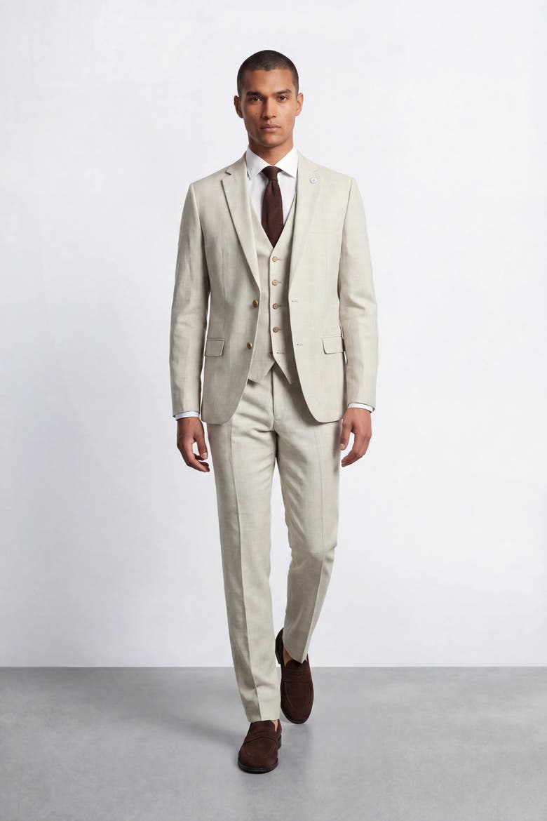 Beckford Slim Fit Check Suit Trousers, Alternate, color, Grey