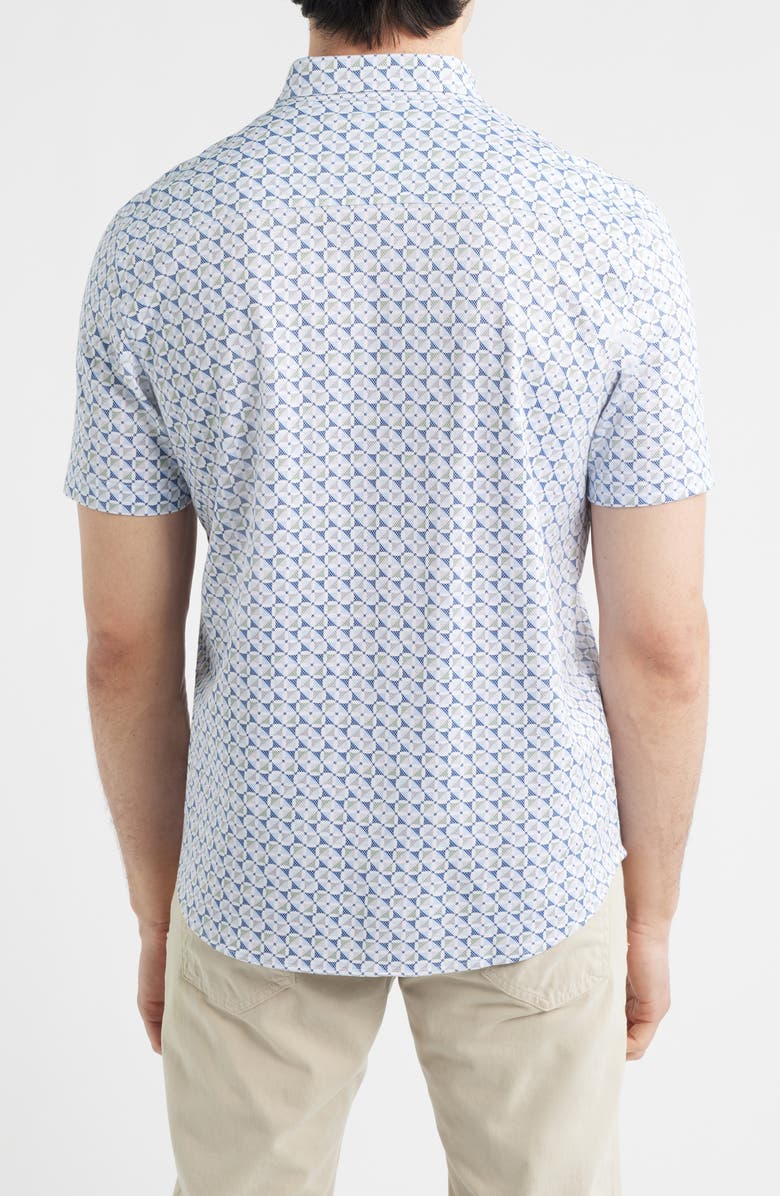 Johnston & Murphy XC Flex Ascend Short Sleeve Button-Up Shirt, Alternate, color, Blue Multi Square Grid
