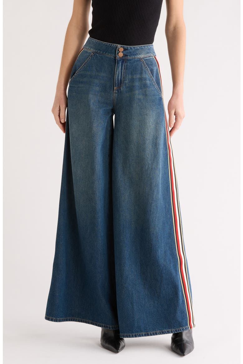 Nessi High Waist Side Stripe Baggy Jeans, Main, color, CLEMENTINE TINT