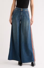 Alice + Olivia Nessi High Waist Side Stripe Baggy Jeans