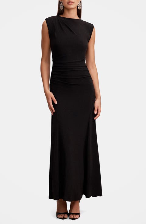 Ciara Gathered Glitter Gown